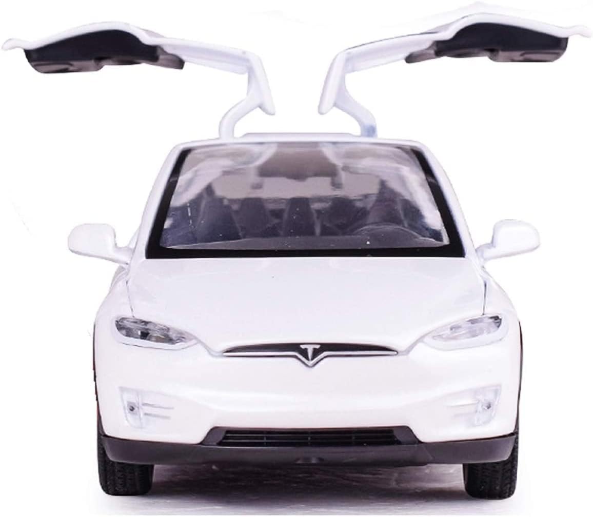 Toy Car Model X, Pull Back Car Toys Alloy Vehicles with Lights and Sound 1:32 Scale Model Car (White)