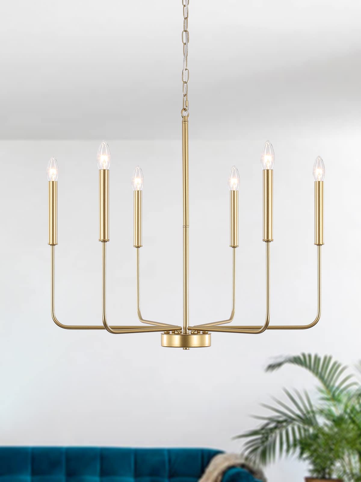 ETONIMERR Gold Chandelier Light Fixtures Ceiling Hanging Modern Farmhouse Chandelier for Dining Room, Candle Gold Pendant Light for Kitchen Island Living Room Foyer Bedroom