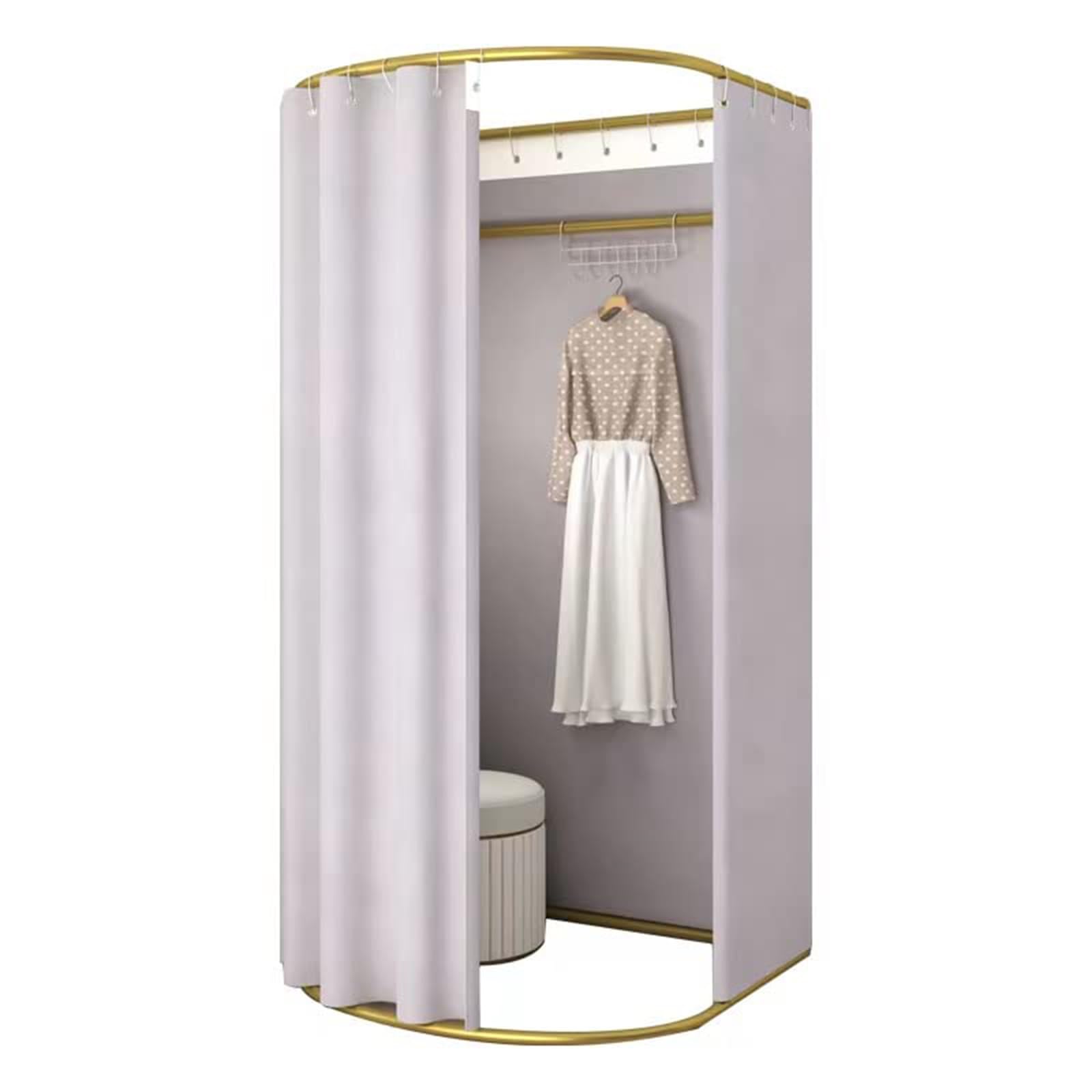 Madamera Clothing Store Fitting Room with Shading Curtain, Portable Temporary Mobile Privacy Protection Dressing Room, Foldable Mall Simple Changing Room and Display Rack, 200x100x95cm (Grey)