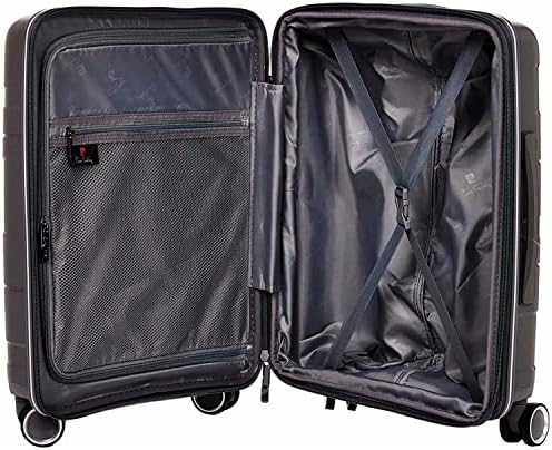 Pierre Cardin UNBREAKABLE Luggage Zurich Collection Suitcase For Travel, TSA Approved Lock, ANTI Theft Double Zipper luggage (Set of 3, Black)
