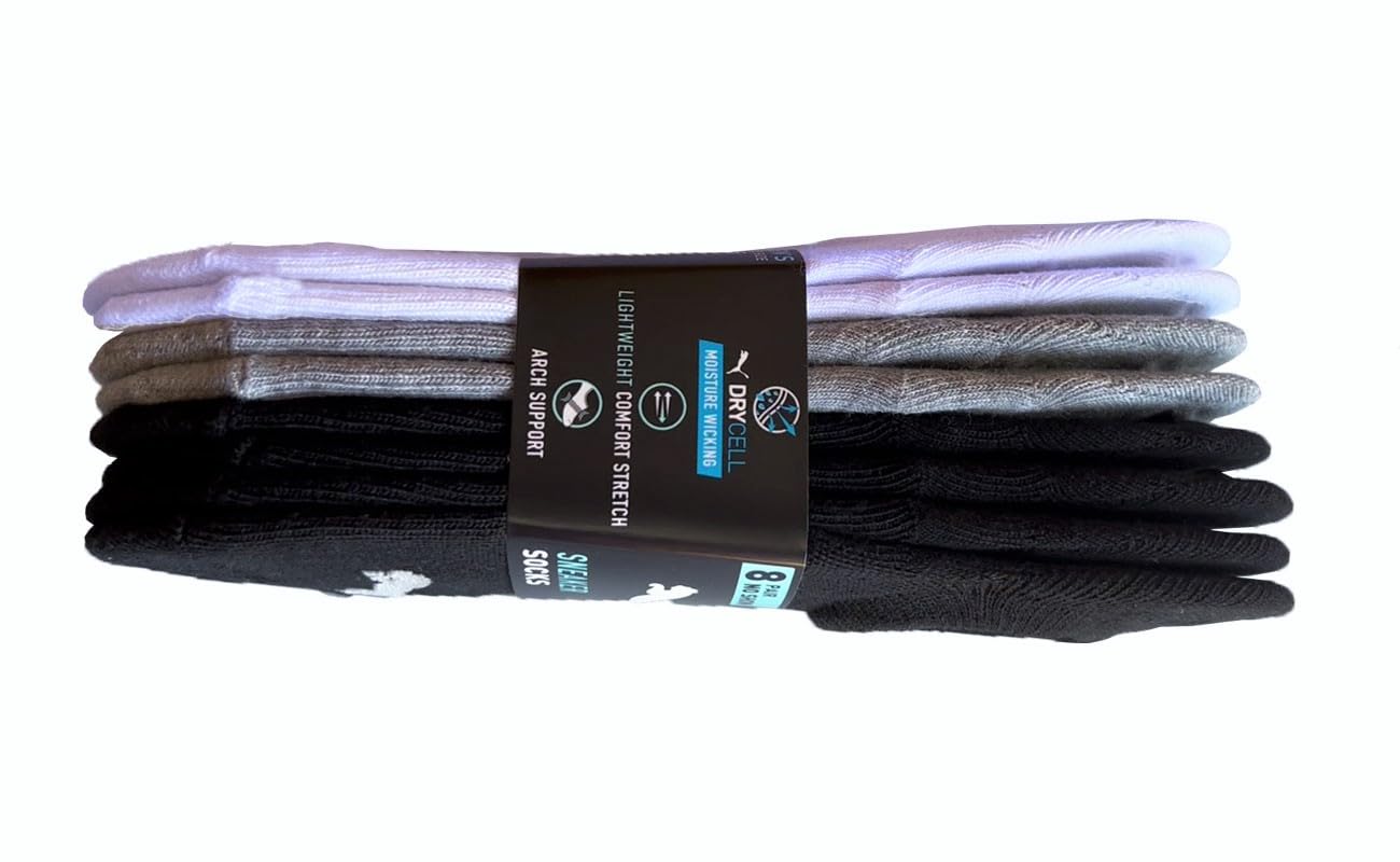 PUMA Ladies Sneaker Liner, 8-pair (Black Multi)