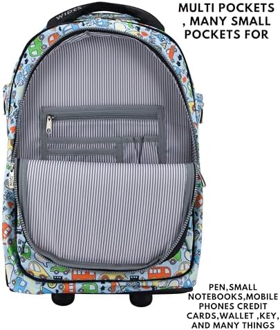 WIRES Trolley School bag 5 PCS set All in One 2 WHEEL Rolling Bag Incloude Pencil case, Lunch bag and trolley bag, Laptop Compartment, Anti Theft Zipper