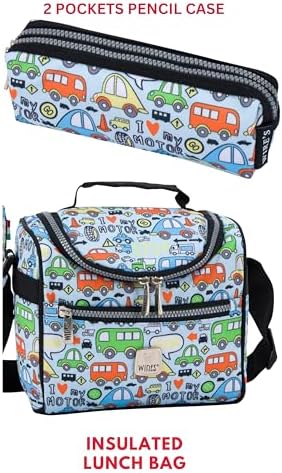 WIRES Trolley School bag 5 PCS set All in One 2 WHEEL Rolling Bag Incloude Pencil case, Lunch bag and trolley bag, Laptop Compartment, Anti Theft Zipper
