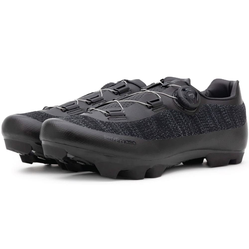 Tommaso Montagna Elite Knit Men's MTB Mountain Cycling Shoe with Quick Lace Compatible with SPD Cleats, Black