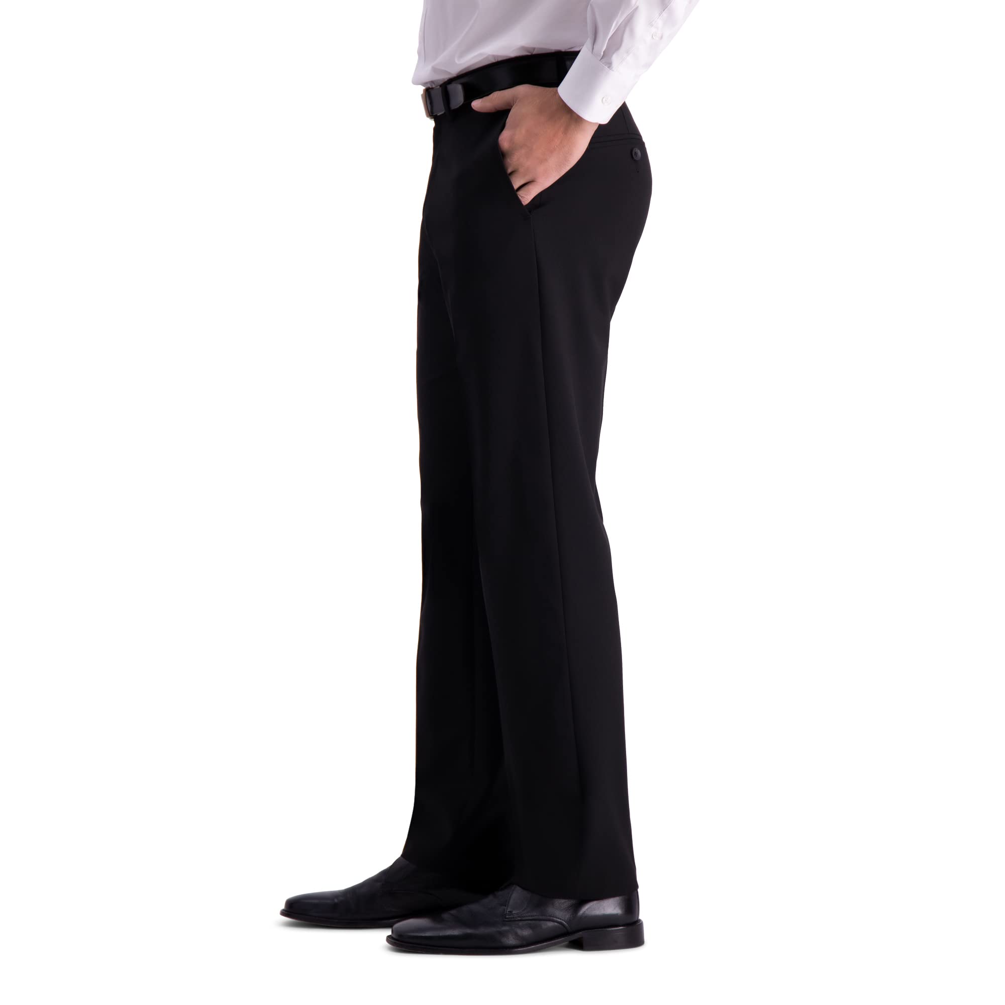 SIZE 32X30 - Haggar Men's Solid Gab 4-Way Stretch Straight Fit Flat Front Dress Pant - 1