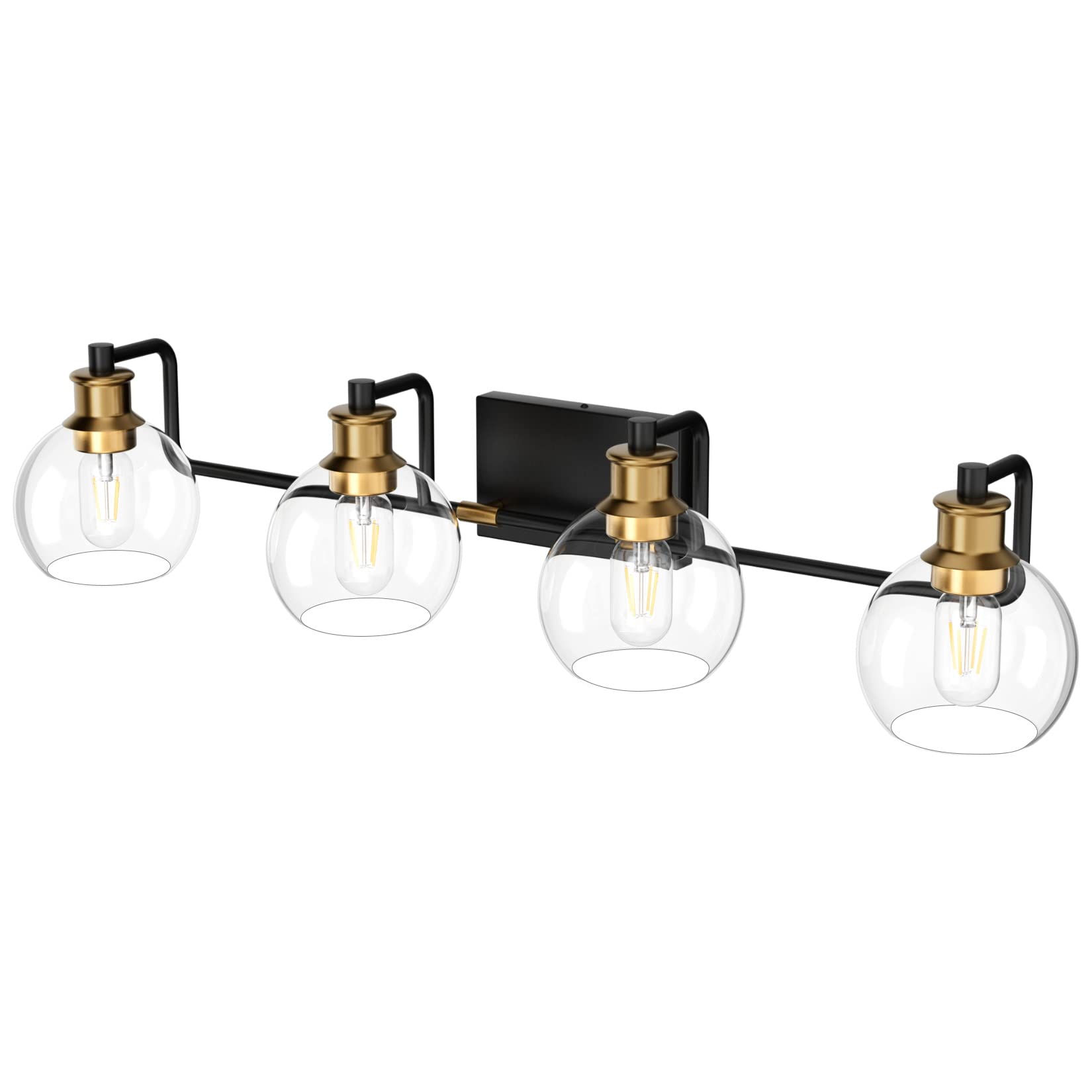 Tipace Industrial Bathroom Vanity Lighting Fixtures 4-Lights Vintage Black & Gold