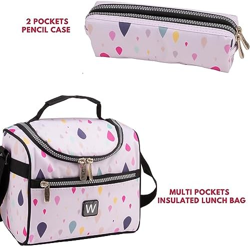 Wires Trolley Backpack for Shool Set of 3 All in One 4 Double Wheels Unisex Trolley backpack Includes Pencil case, Lunch bag, Laptop Compartment, Anti Theft Zipper (W24341)