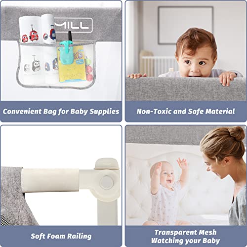 FAMILL Toddler Bed Rails, Upgraded Bed Rail for Toddlers (Grey, 210 cm, 1 Side)