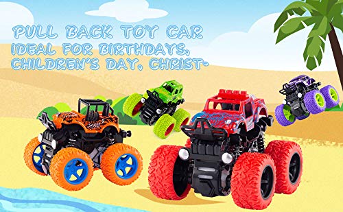 Monster Truck Toys - Inertia Car Educational Toy Cars, Friction Powered Toy Cars Push and Go Vehicles for Kids Best Gift for Boys Girls Age 3 and Above (4 CAR SET)