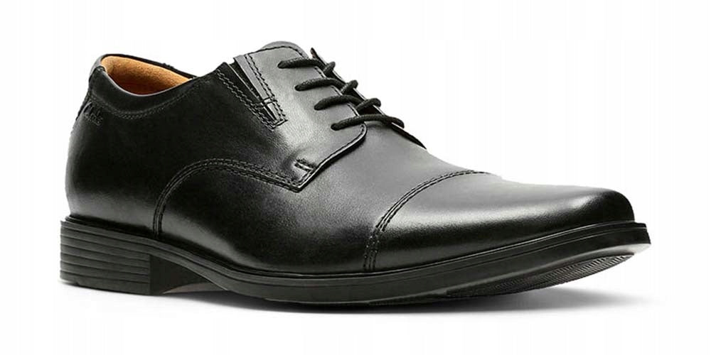 Clarks Tilden Cap Black Leather Stylish Shoe (11064249652)