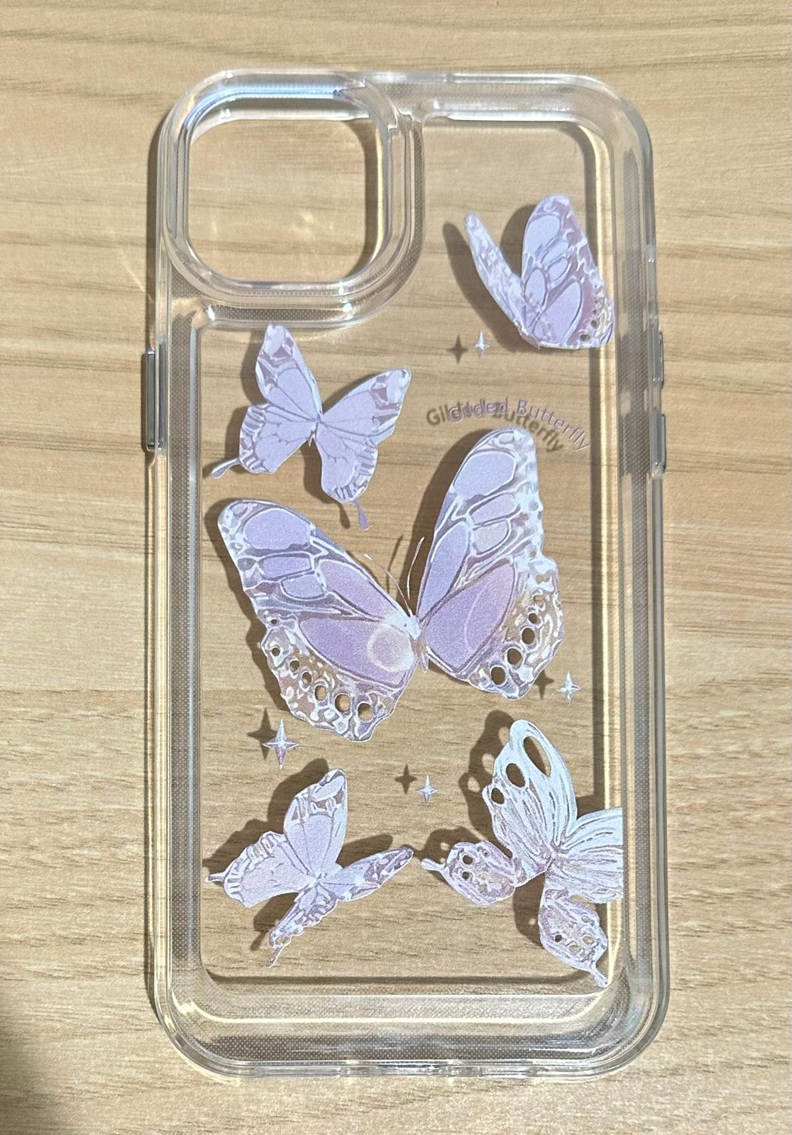 iPhone 14 plus clear butterfly design phone case