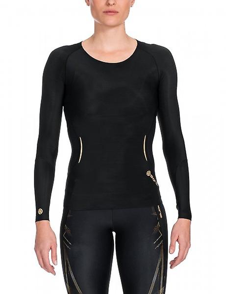 SKINS A400 Women’s Compression Long Sleeve Top – Black/Gold Performance Sportswear