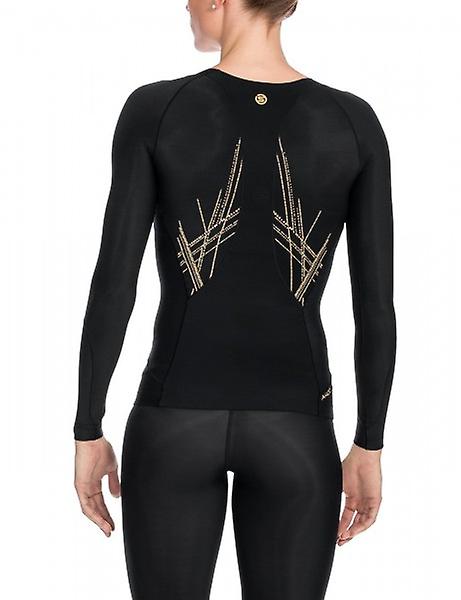 SKINS A400 Women’s Compression Long Sleeve Top – Black/Gold Performance Sportswear