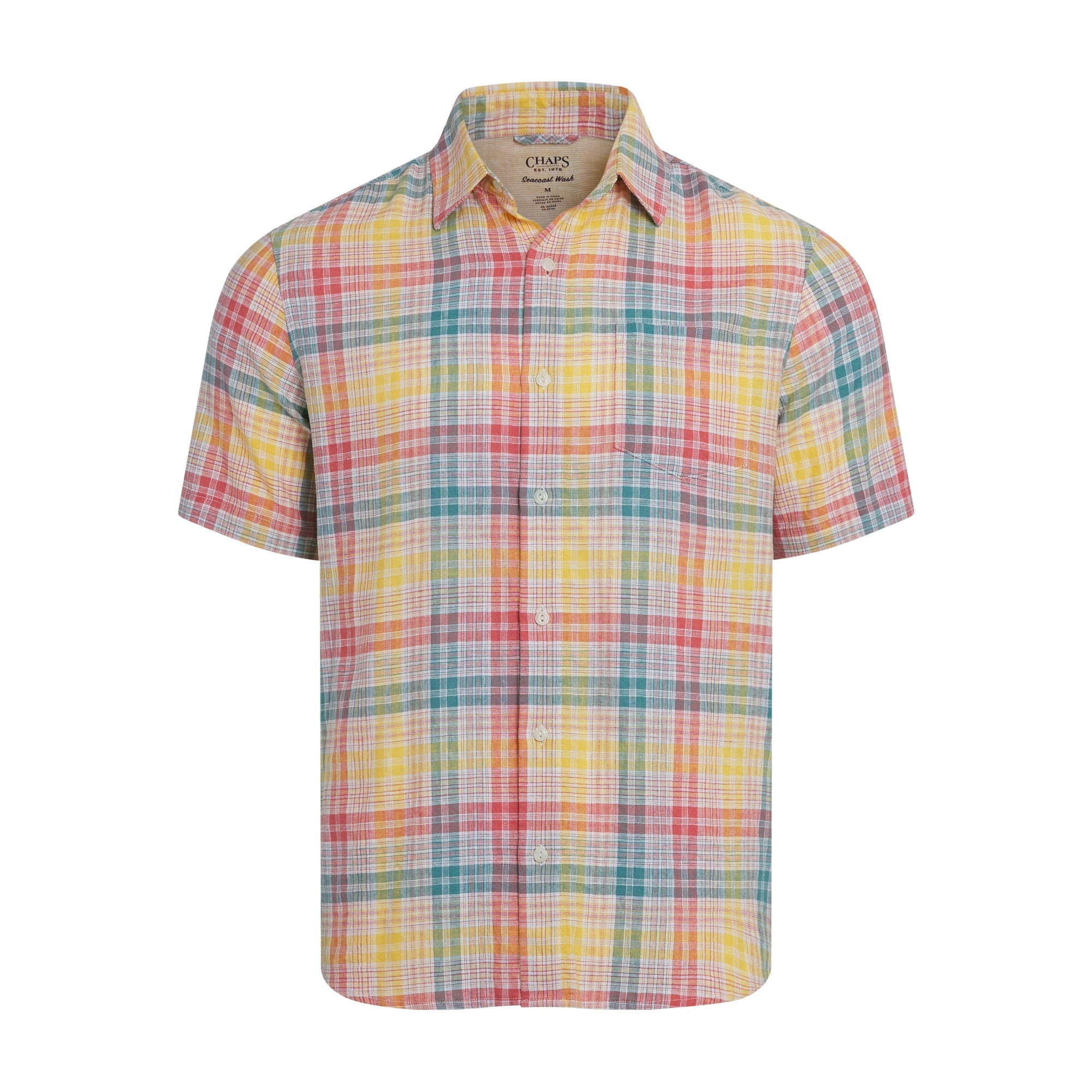 SIZE: XL - Chaps Men's & Big Men's Linen Blend Shirt with Short Sleeves