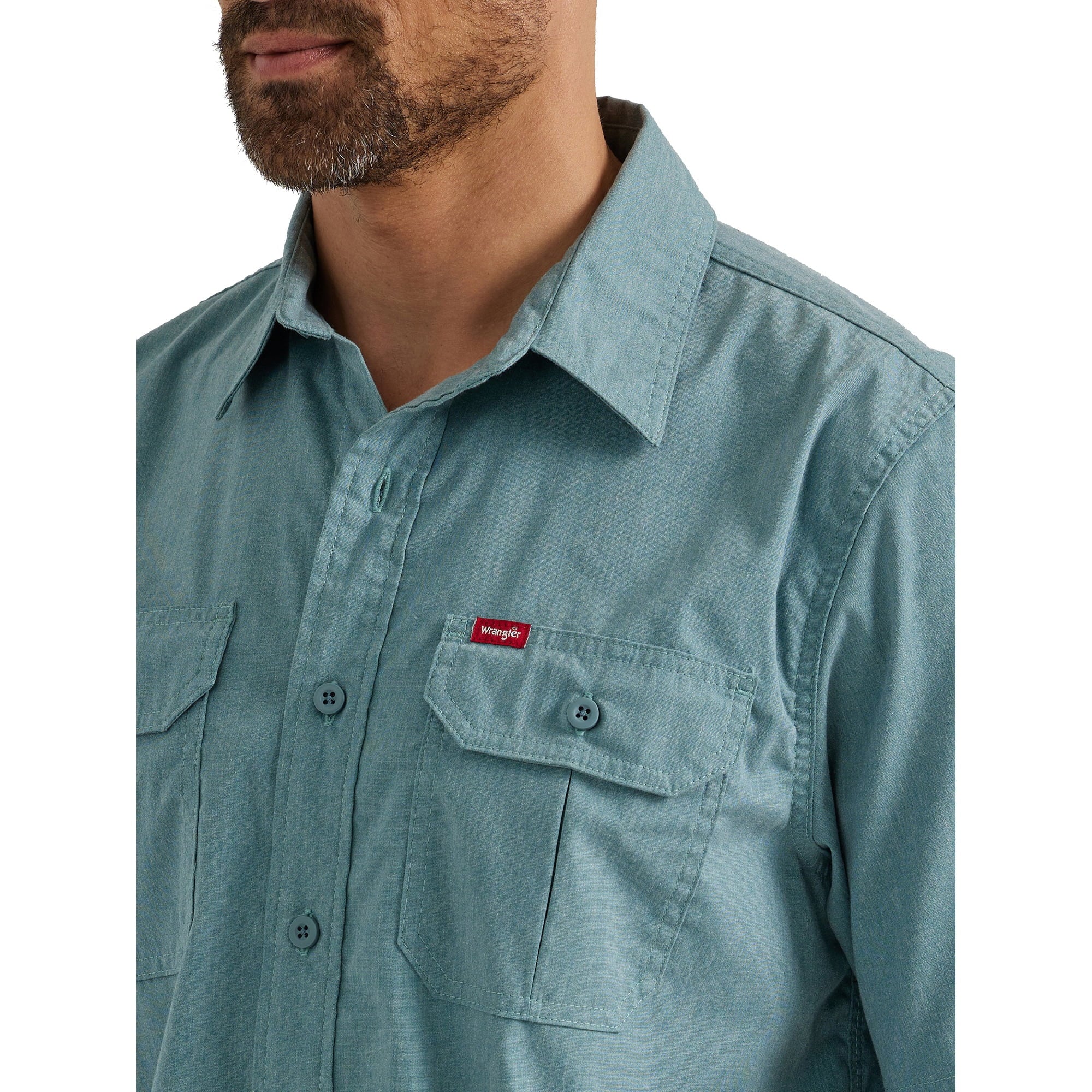 المقاس: 3XL - قميص رجالي من Wrangler® بتصميم مريح وأكمام قصيرة من قماش قطني مائل