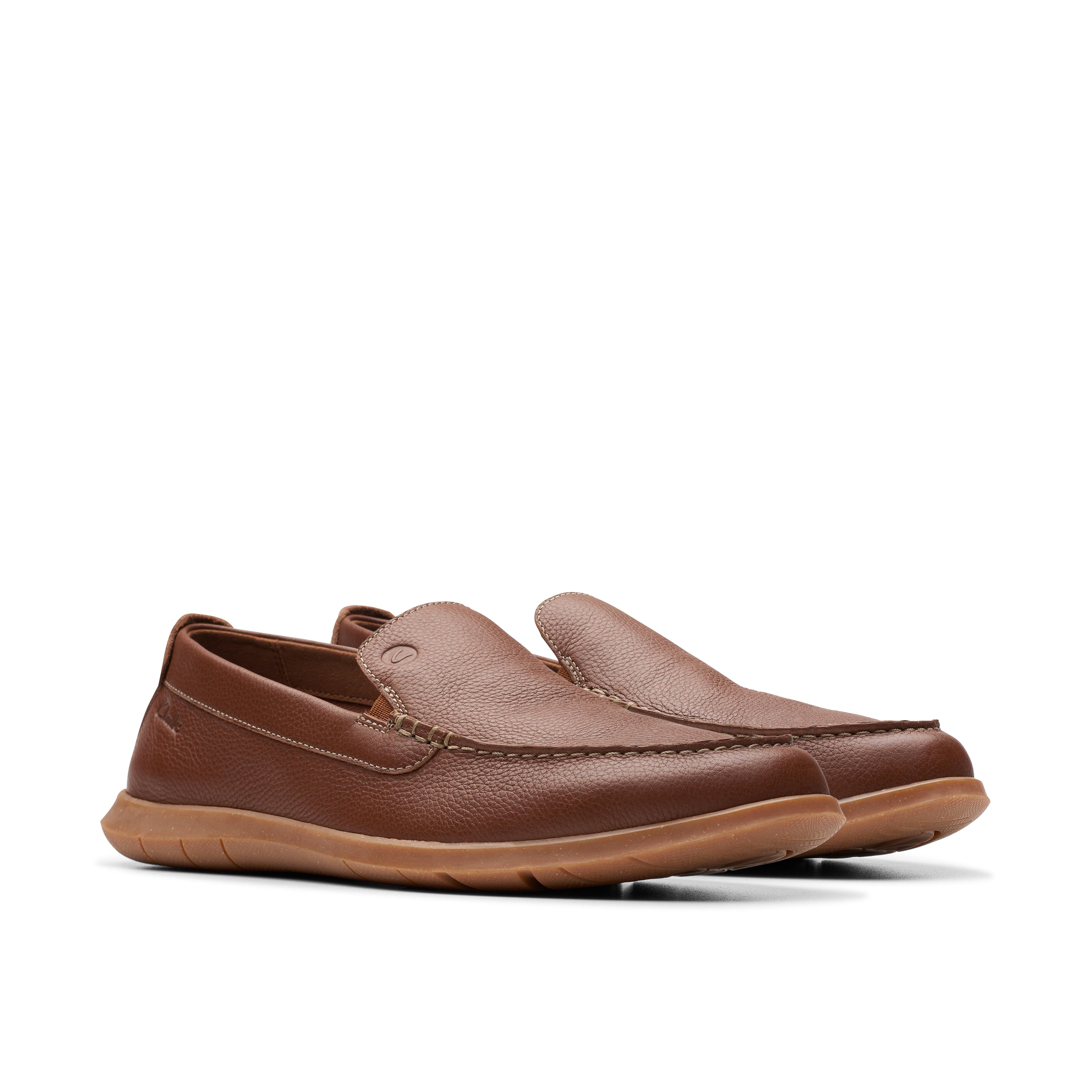 Clarks Flexway Step Men’s Tan Leather Moccasins Light Brown