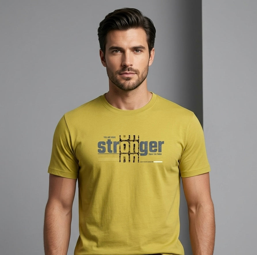 MONOPOLEE OLIVE GREEN PRINTED TSHIRT MEN