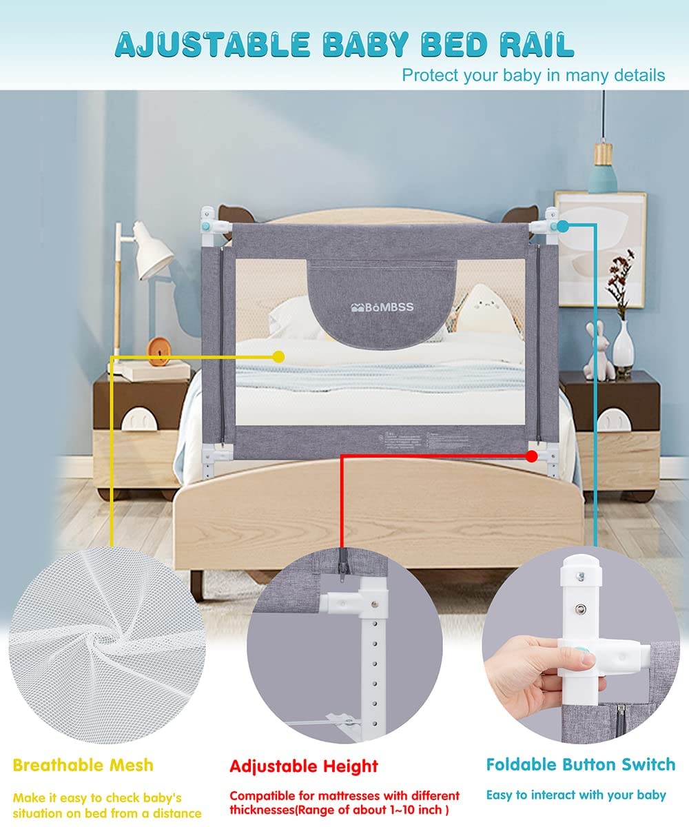 MBQMBSS 93.98 cm Bed Rail for Toddlers