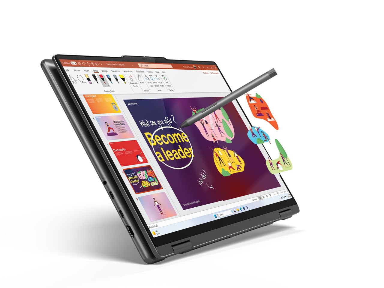 كمبيوتر محمول لينوفو يوجا 7 2 في 1 قابل للتحويل، شاشة لمس OLED مقاس 14 بوصة، معالج Intel U7-155H، ذاكرة وصول عشوائي (RAM) سعة 16 جيجابايت، قرص SSD سعة 1 تيرابايت، بطاقة رسومات Intel® Arc™ مدمجة، نظام تشغيل Windows 11، لون رمادي عاصف