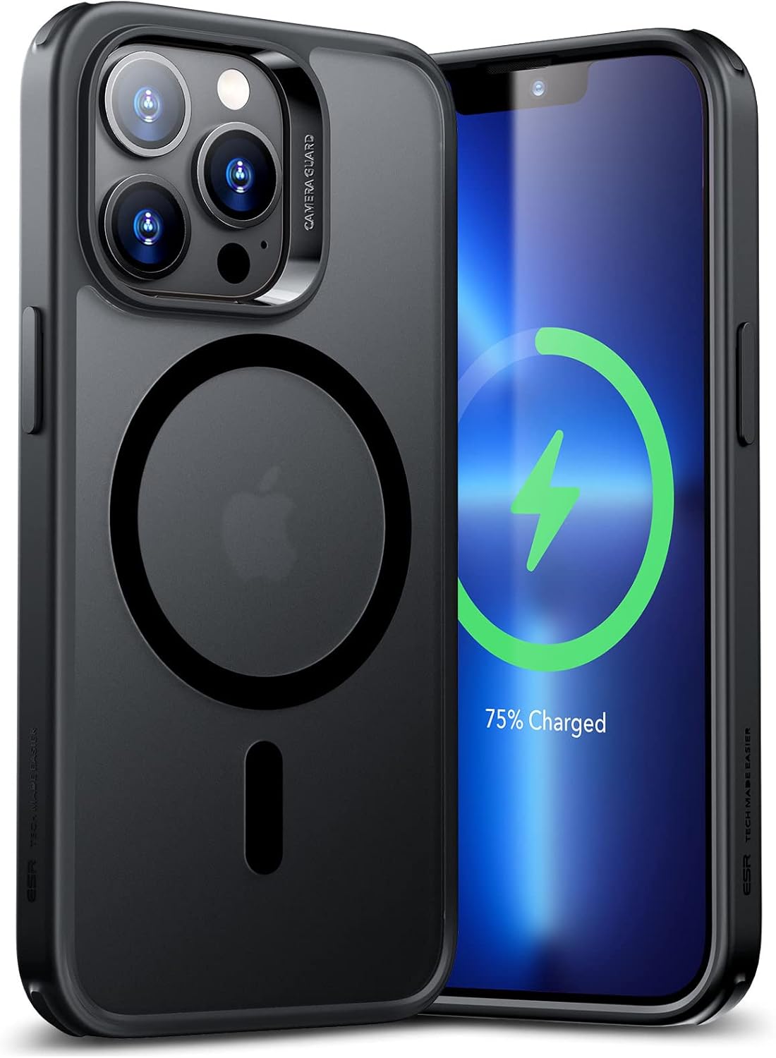 ESR iPhone 14 Pro Max Case, MagSafe Wireless Charging Magnetic Phone Case, Military Grade Shockproof, Scratch Resistant, Classic Hybrid Cover for iPhone 14 Pro Max, Black and Clear White