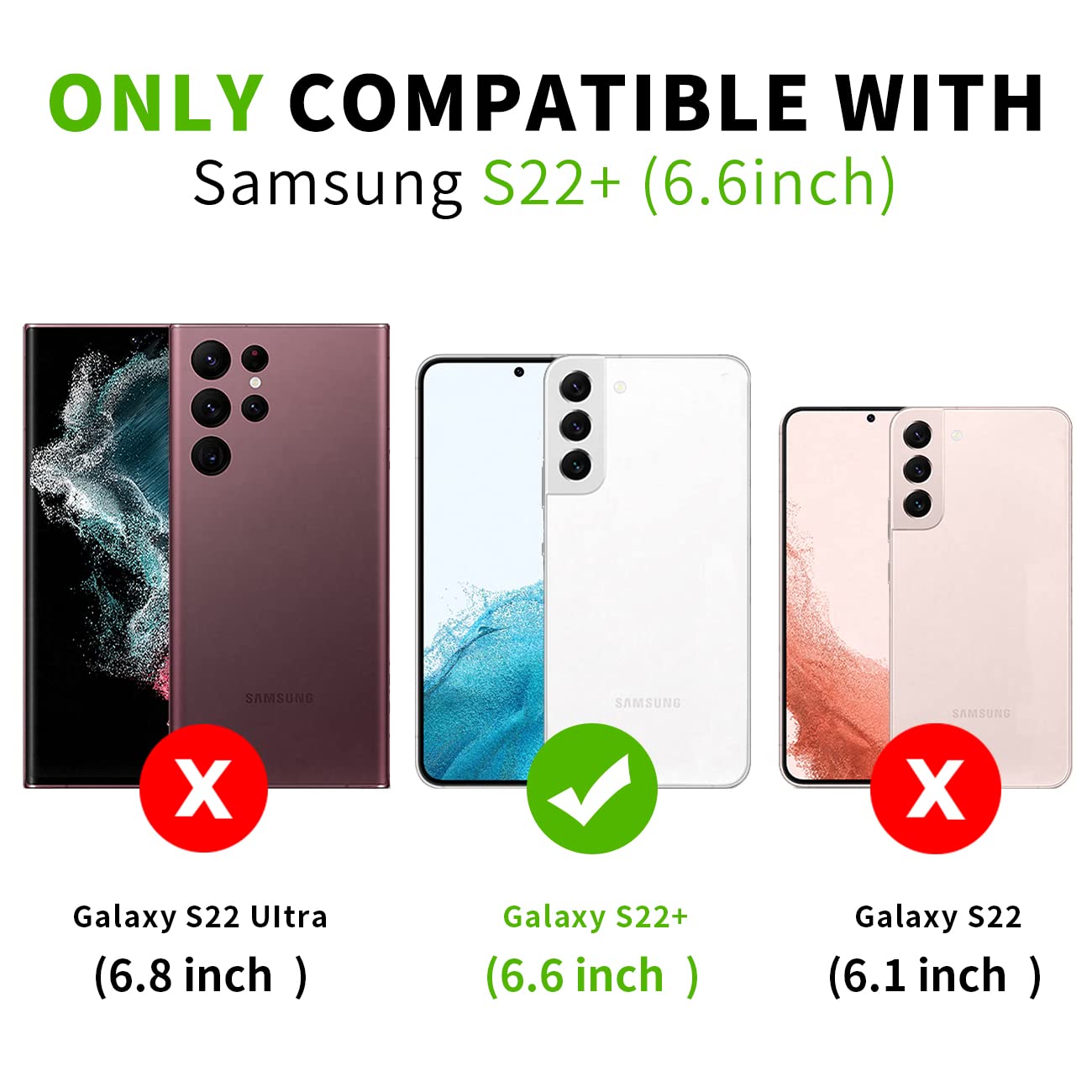 FYY Case for Samsung Galaxy S22 Plus 5G Wallet Case,Luxury PU Leather, Red - D