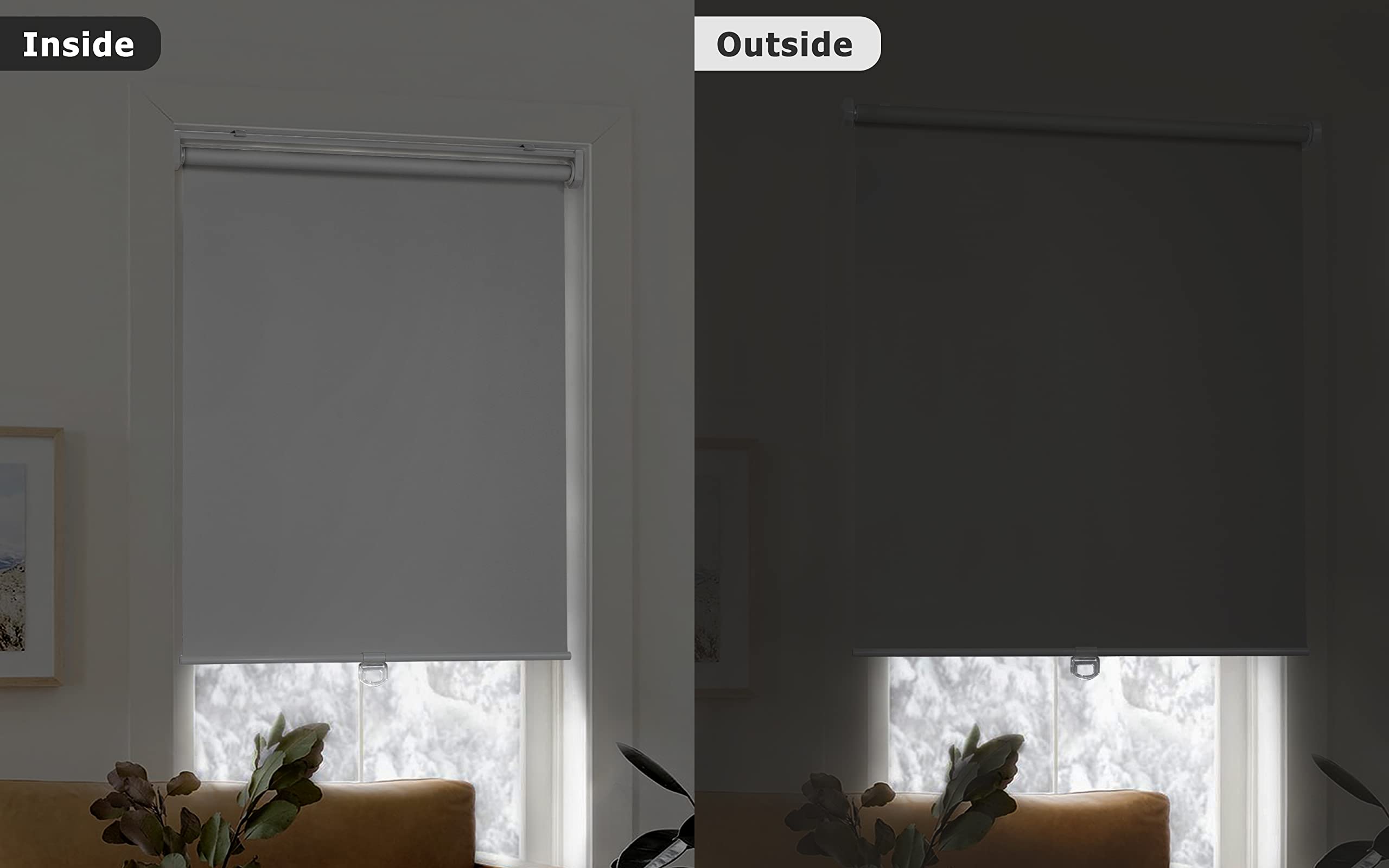 ستائر دوارة لاسلكية من LazBlinds بدون أدوات أو حفر، ستائر دوارة معتمة 100% للنوافذ، معزولة حرارياً، مقاومة للماء، ستائر نوافذ قابلة للطي، عرض 28 بوصة × ارتفاع 20 بوصة، لون أبيض