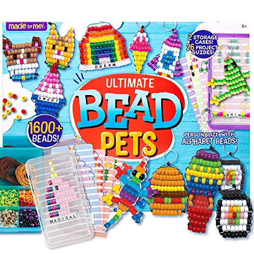 Made By Me Ultimate Bead Pets by Horizon Group USA, Bead Pets Crafts for Kids, Includes Over 1400 Beads, Cording, Keychains & Carabiner Clips, Design Templates, Storage Cases & More