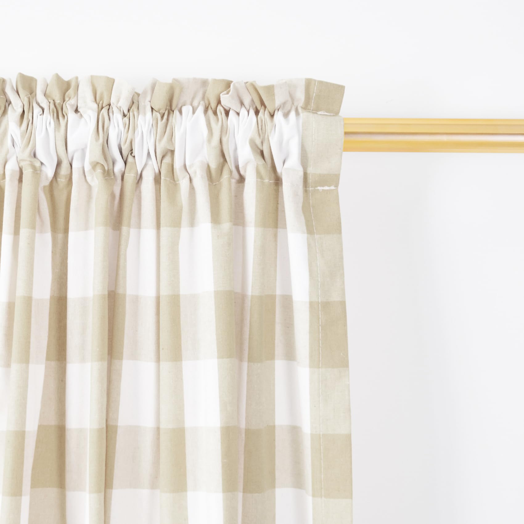 ستائر قطنية من ناتوس ويفر بنقشة مربعات الجاموس بطول 213 سم للمطبخ وغرفة المعيشة وغرفة النوم، لون بيج