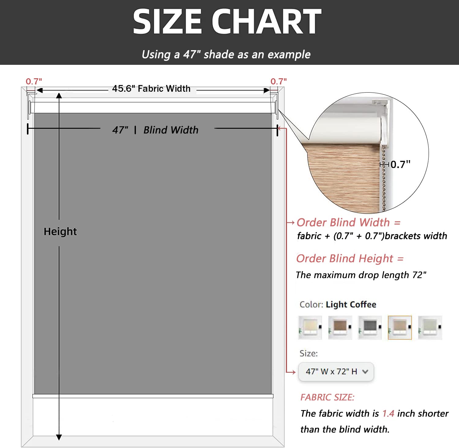 ستائر نوافذ RED GRAPES الدوارة، ستائر جاكار مخططة معتمة بنسبة 100%، حماية من الأشعة فوق البنفسجية، 62 سم (عرض) × 183 سم (ارتفاع)
