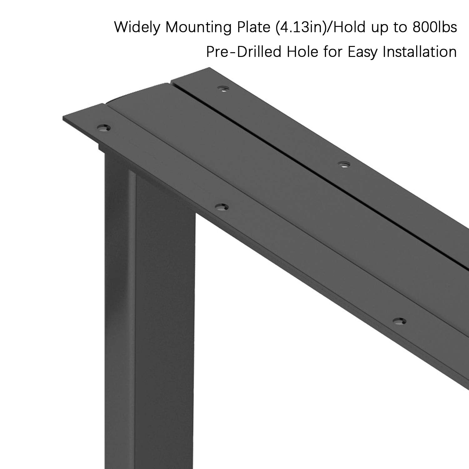 Metal Table Legs 40 cm Height x 45 cm Wide with Adjustable Protector Feet (Bear Up to 360 kg), Black, Set of 2