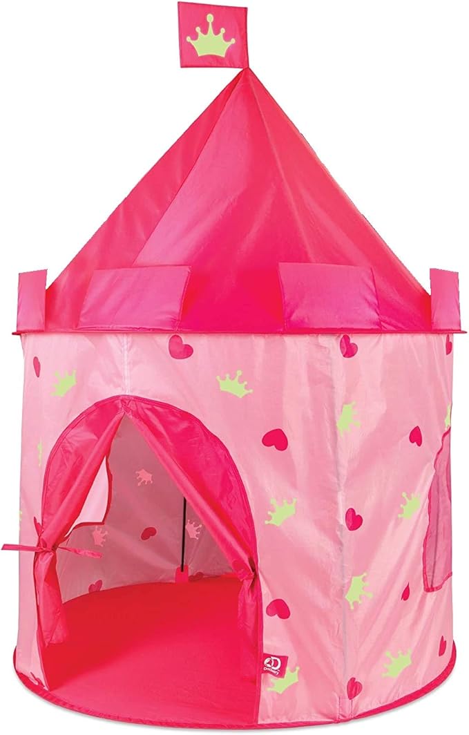 Discovery Kids Glow-in-The-Dark Princess Play Castle Tent, Fold Up with Carrying Case