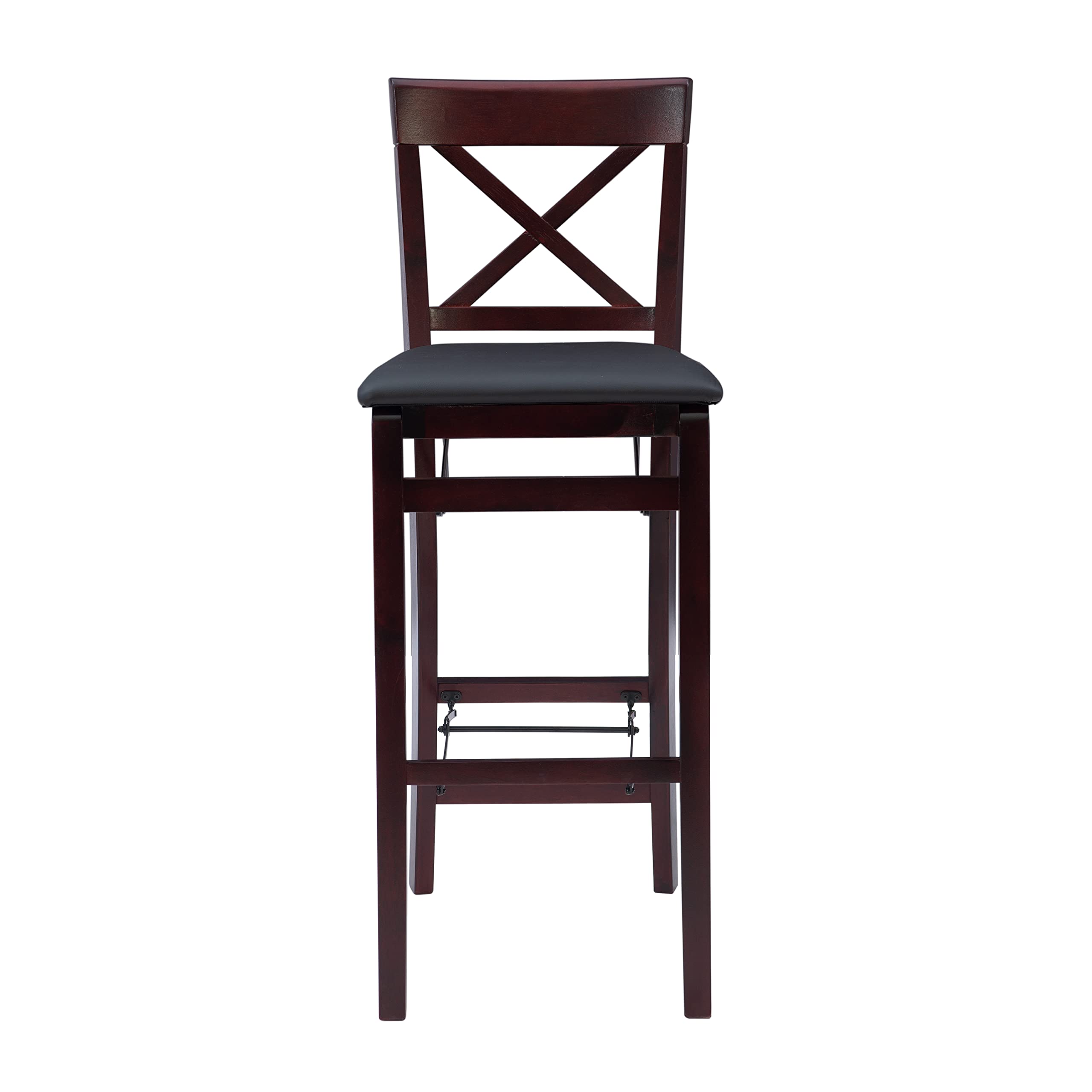 Linon Triena X Back Folding Bar Stool, Merlot/Brown