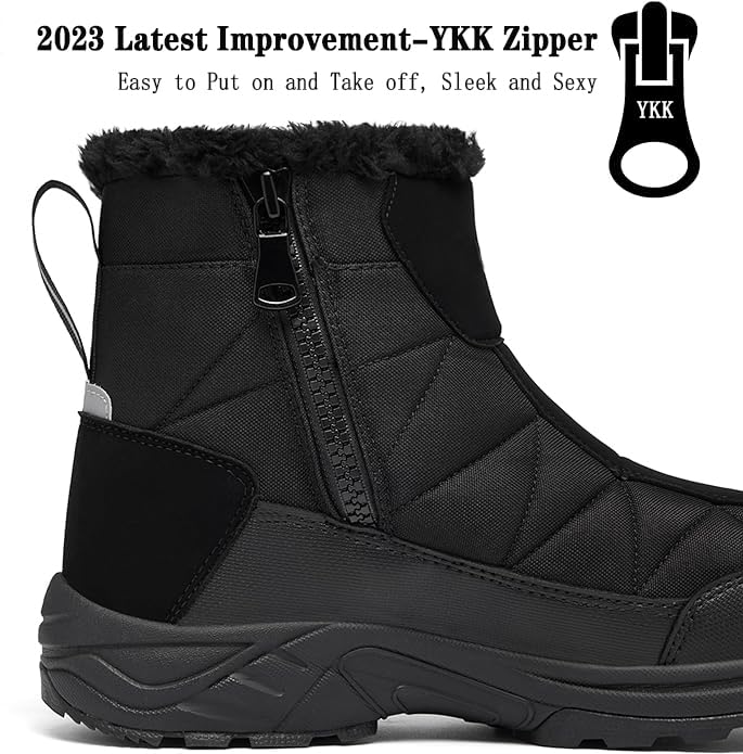 المقاس: 46 - أحذية ثلج دافئة للرجال من SILENTCARE، أحذية شتوية مقاومة للماء مبطنة بالفرو، حذاء كاحل خفيف الوزن مضاد للانزلاق