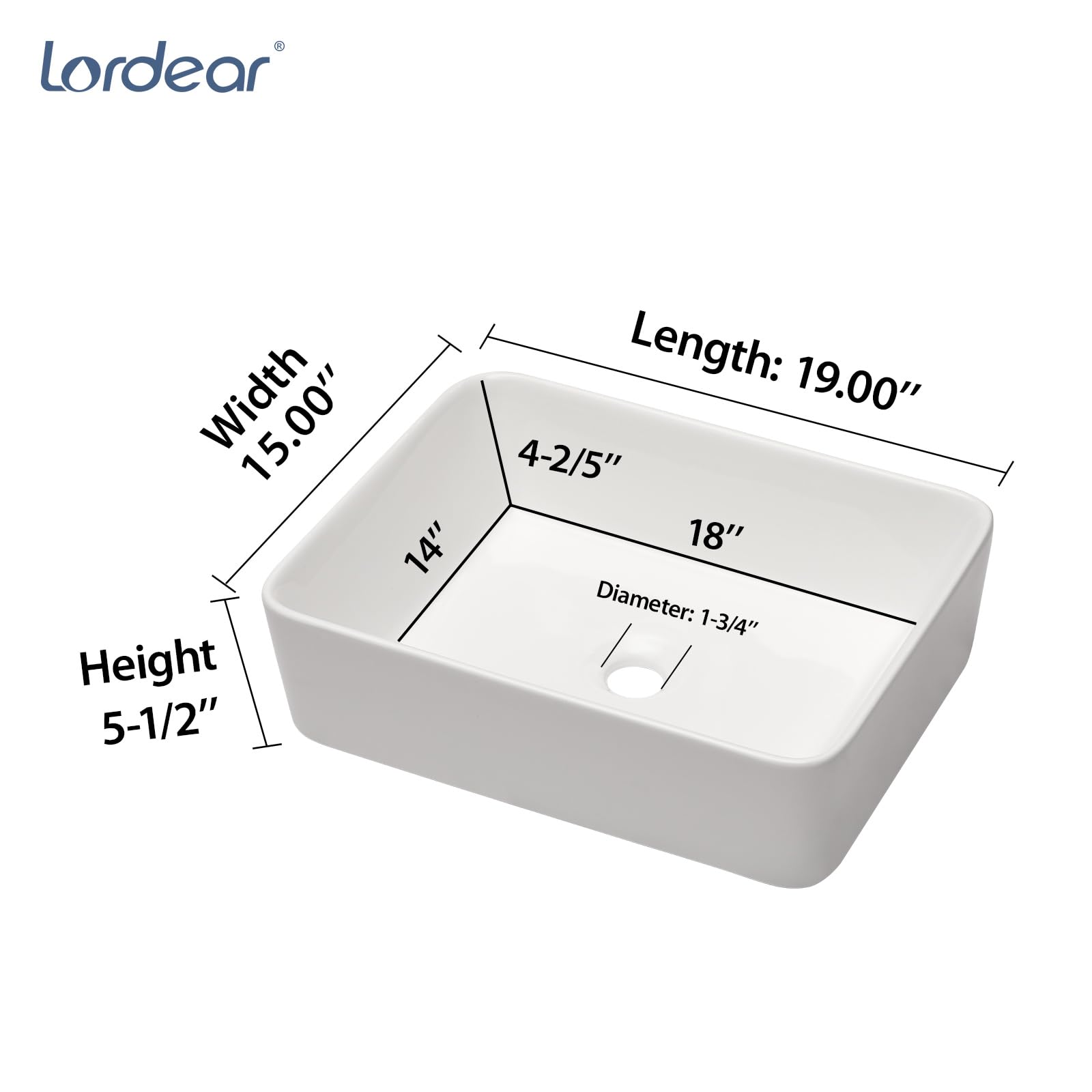 Vessel Sink Rectangle - Lordear Bathroom Sink Modern white 48 x 38 cm