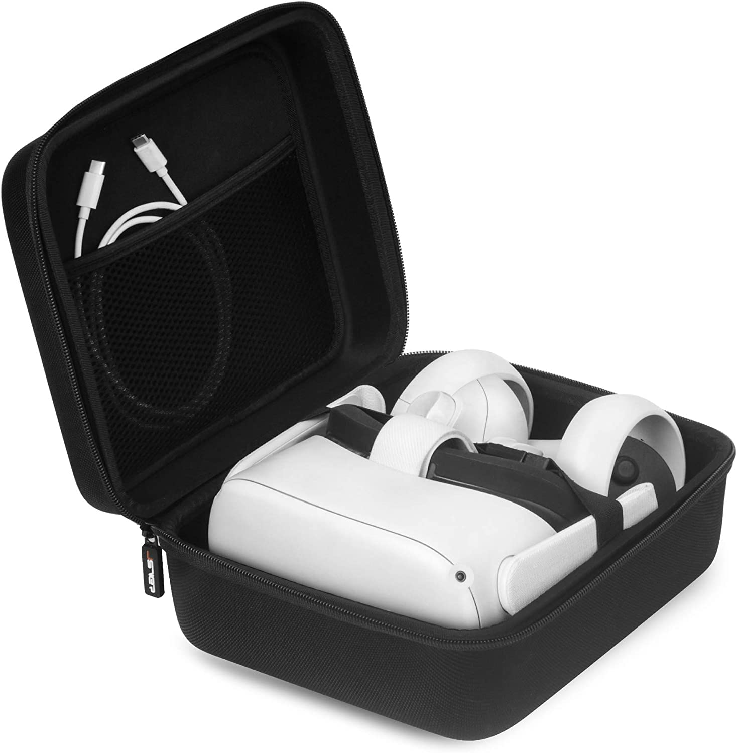 حقيبة JSVER Gear VR للسفر والتخزين وحقيبة حماية لحملها مع سماعة الواقع الافتراضي Samsung Gear VR/Oculus Go ومجموعة أدوات التحكم في الألعاب ولوحة التحكم