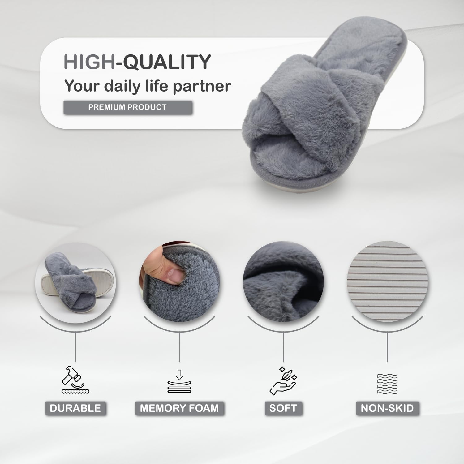 Women's Home Slippers | Memory Foam, Fuzzy, Soft and Warm Cozy