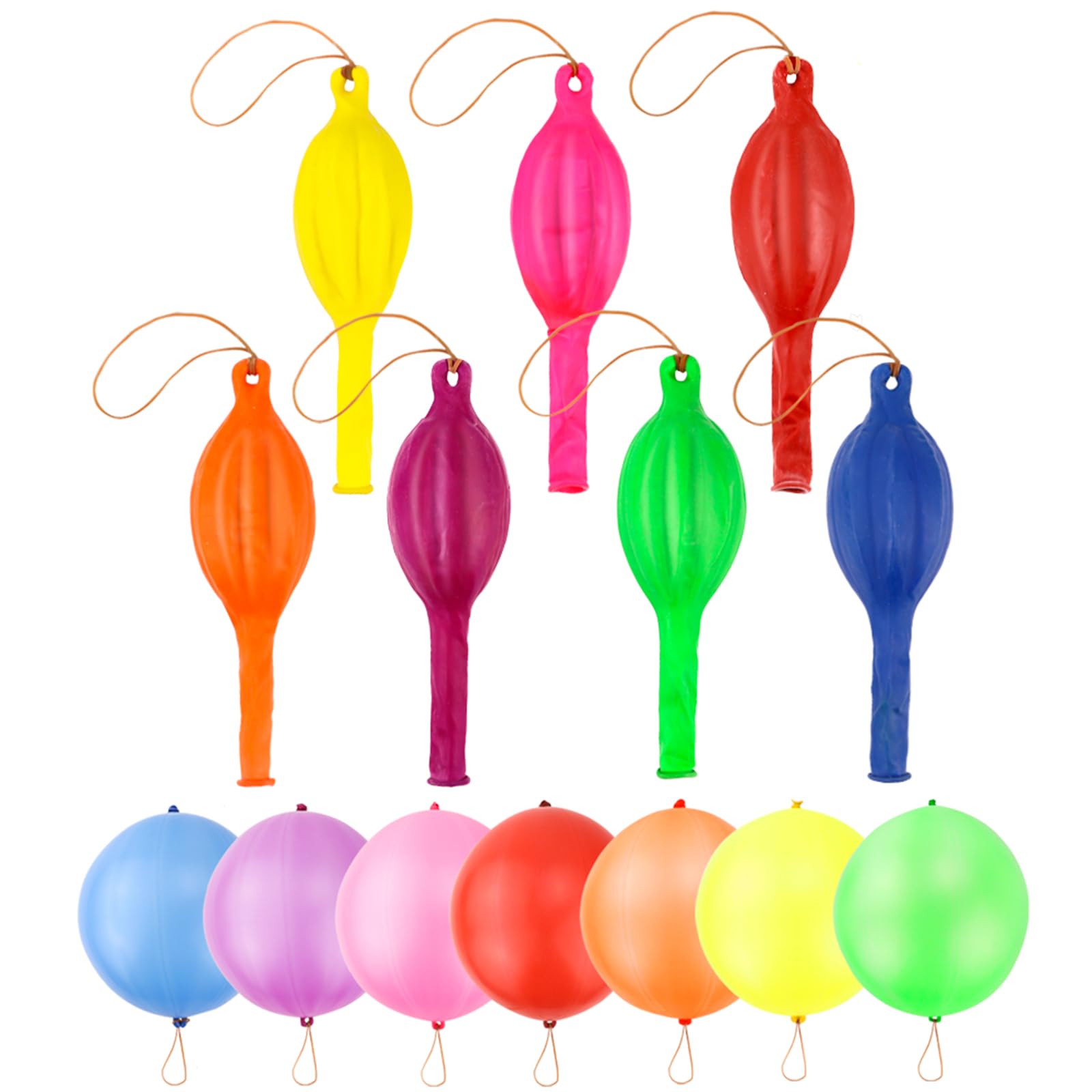 RUBFAC 75pcs Punch Balloons Punching Balloon Heavy Duty Party Favors For Kids, Bounce Balloons with Rubber Band Handle for Birthday Party