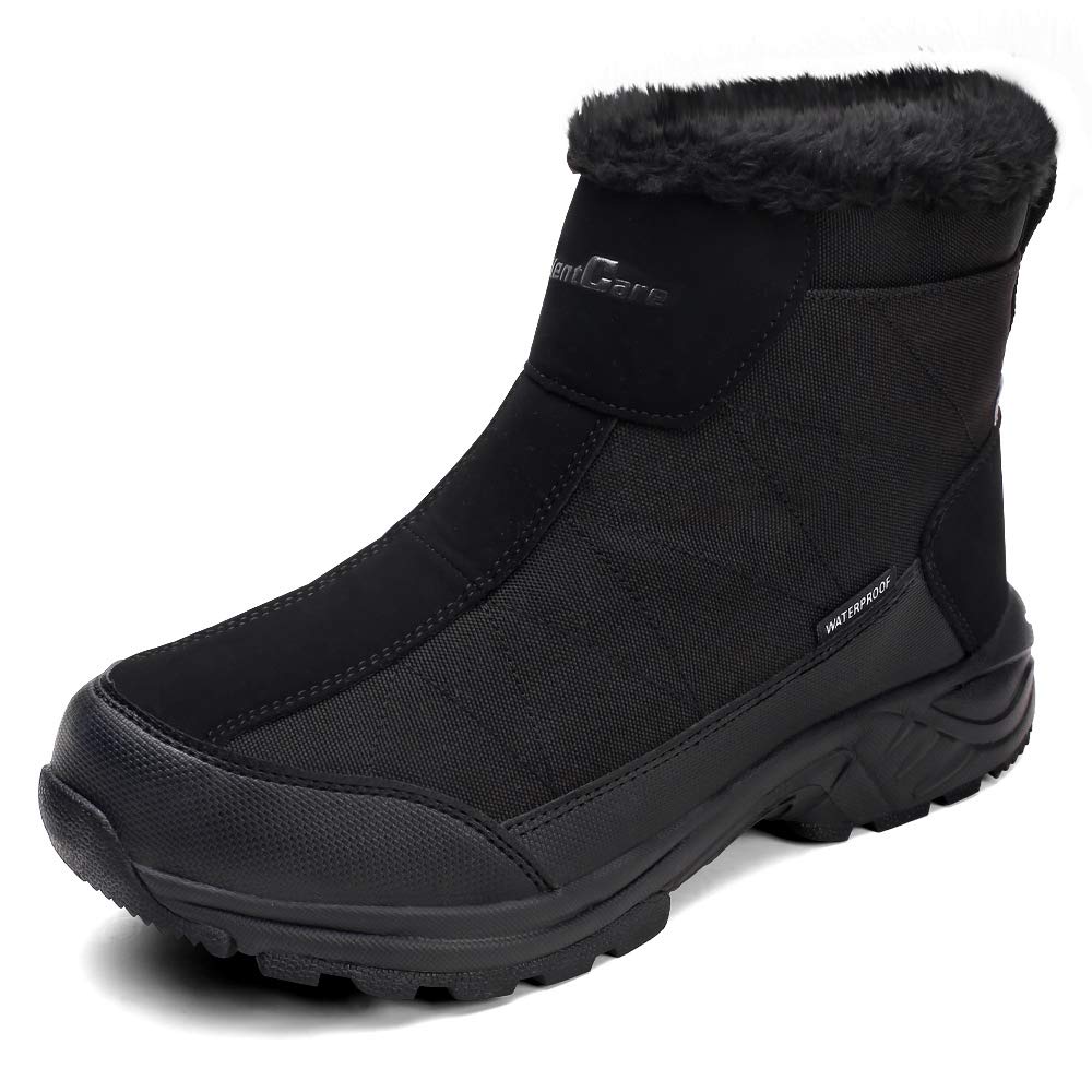 SILENTCARE Men's Warm Snow Boots, Fur Lined Waterproof Winter Shoes, Anti-Slip Lightweight Ankle Boot