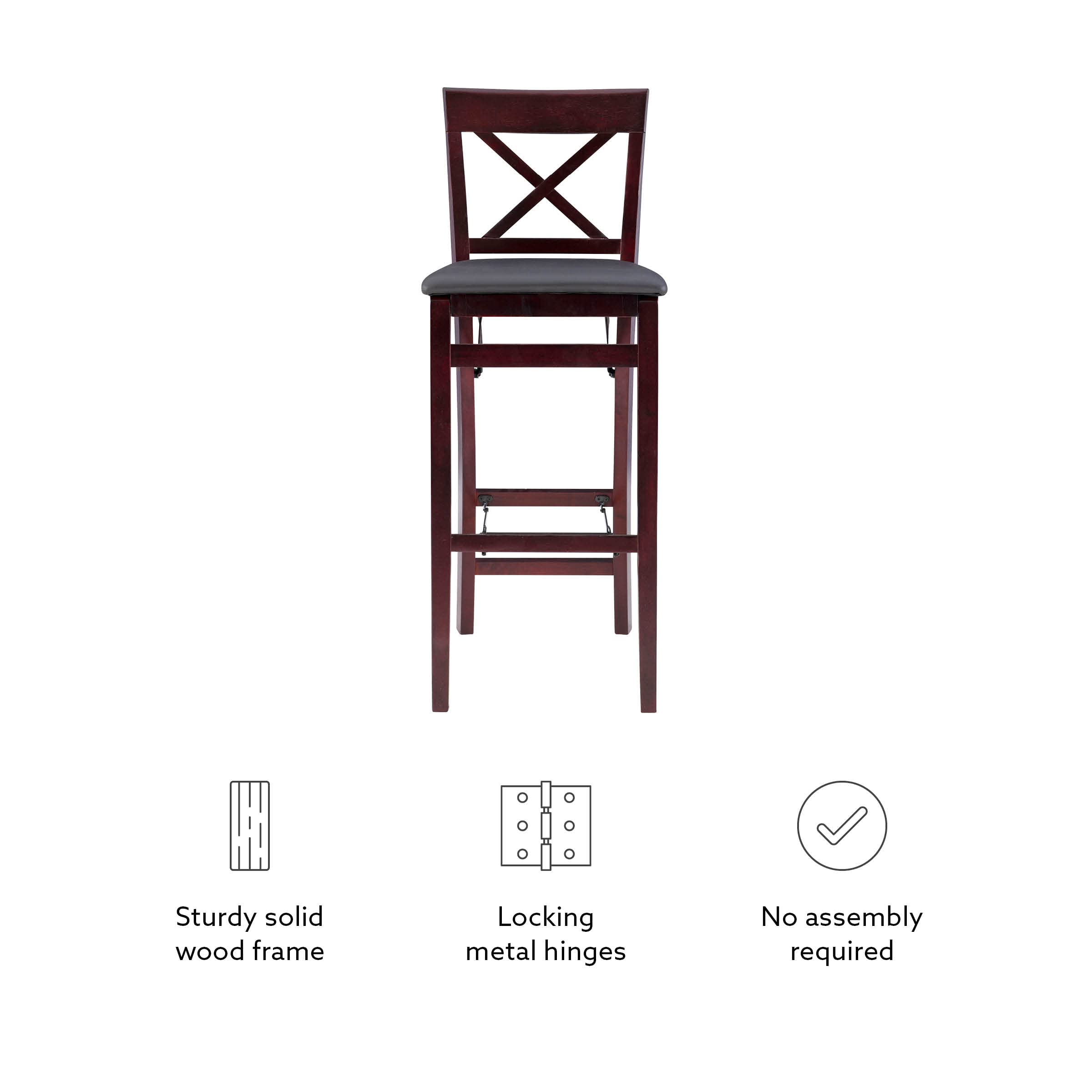 Linon Triena X Back Folding Bar Stool, Merlot/Brown