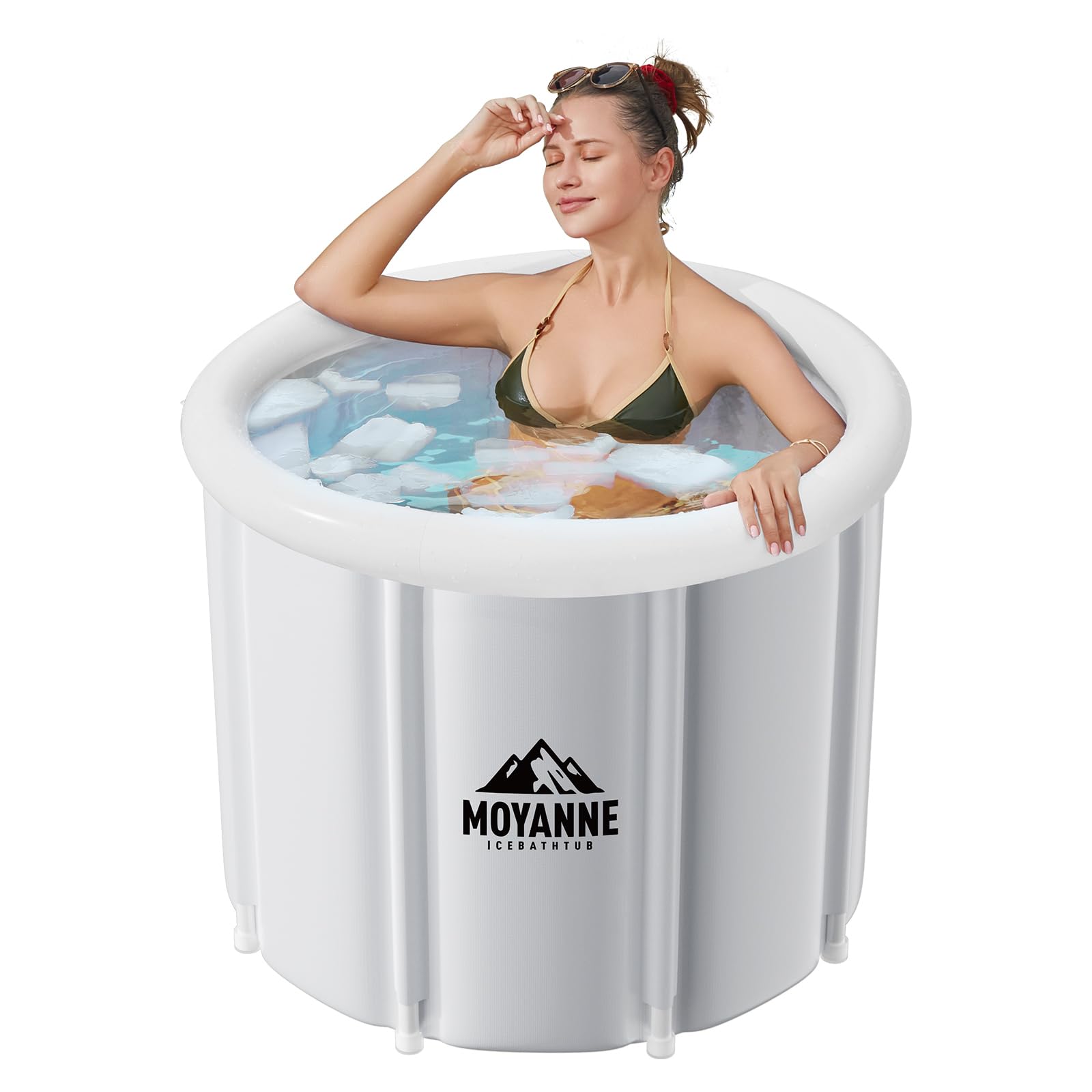 Moyanne Large Size ice bath cold plunge tub for athletes pod portable,Multiple Layered Portable Ice Pod for Recovery and Cold Water Therapy, Cold Plunge Tub for Outdoor, ice baths at home (white)