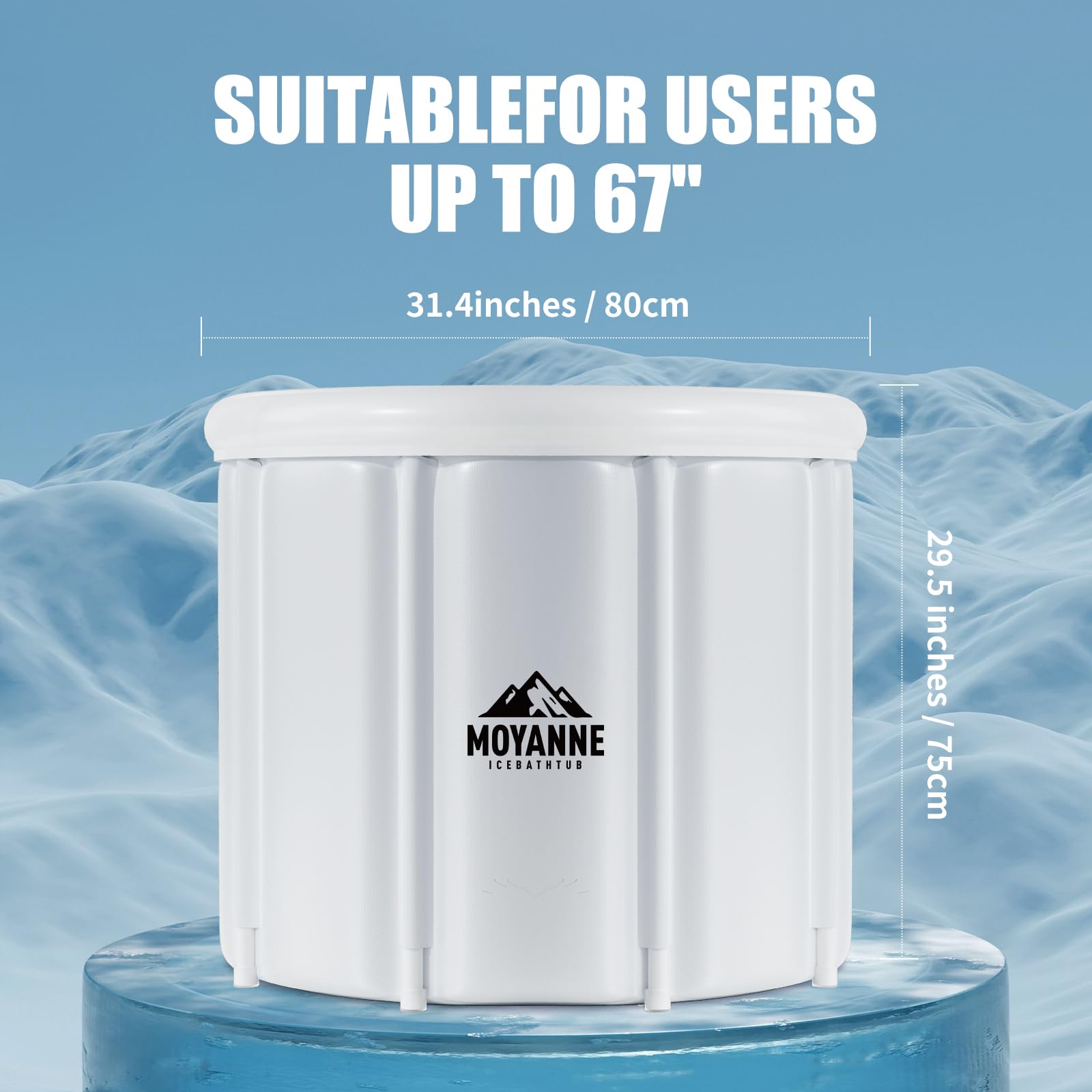 Moyanne Large Size ice bath cold plunge tub for athletes pod portable,Multiple Layered Portable Ice Pod for Recovery and Cold Water Therapy, Cold Plunge Tub for Outdoor, ice baths at home (white)