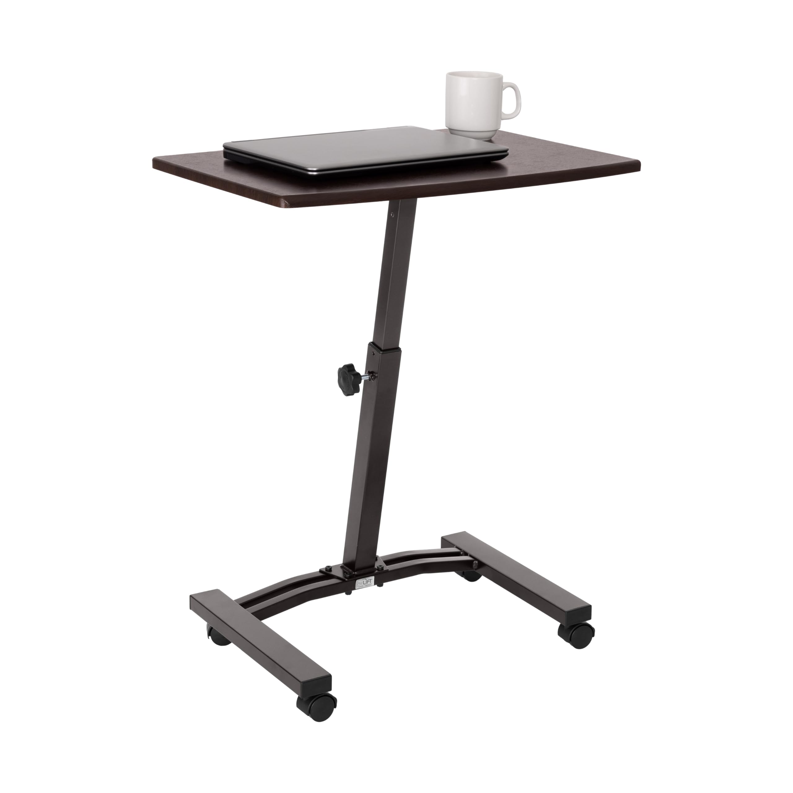Seville Classics WEB162 Mobile Laptop Computer Desk Cart Height-Adjustable from 20.5" to 33", Slim, Walnut