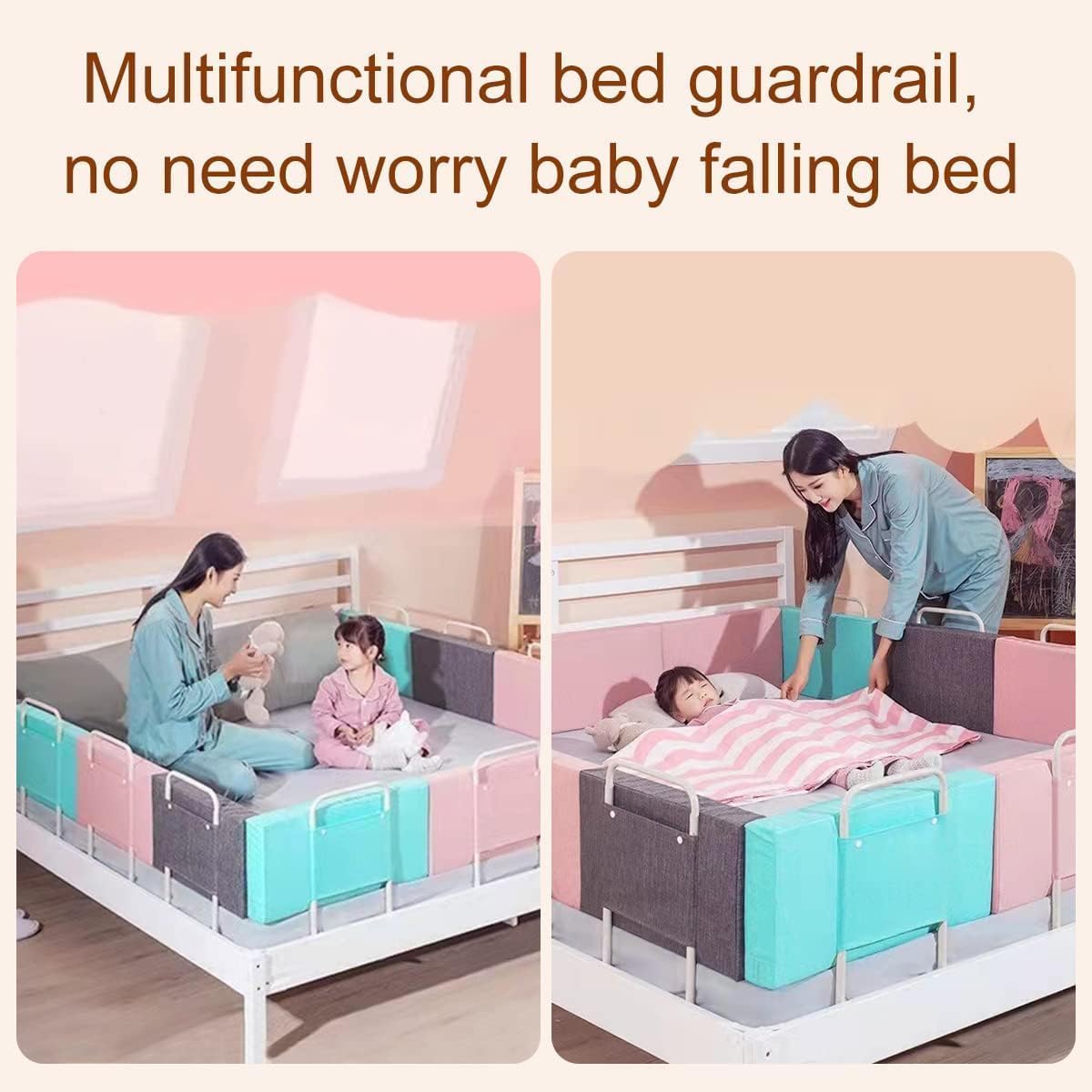 Bed Rail Guard for Toddler,Upgrade Reinforced Safety Bed Fence Protector Rail,Baby Crib Rail Guard,Free Combination & Adjustable Height, Fit Twin,Double,Full Size Queen & King Bed (28 x 50 CM, 1 Pcs)