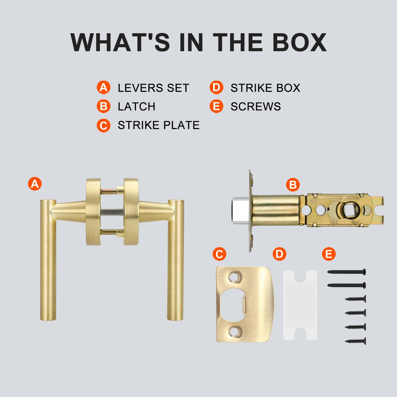 مقبض باب داخلي عالي التحمل من هايدمز جولد، مقبض ذراع باب الخصوصية، مقابض أبواب الحمامات الداخلية، مقبض باب غرفة النوم العصرية