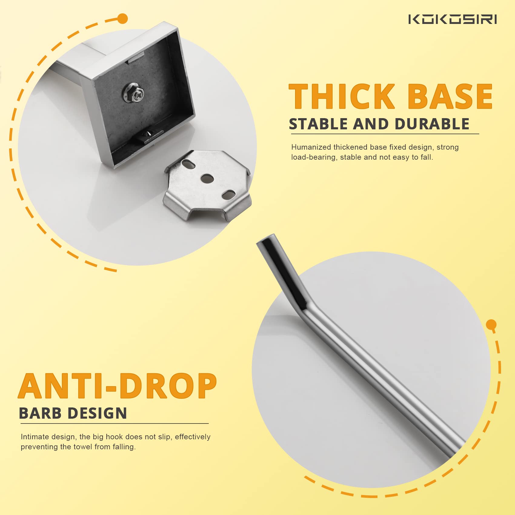 حامل مناشف حمام من كوكوسيري، حامل مناشف للحمام والمطبخ، مقاس 9 بوصات، حامل قلادة من الفولاذ المقاوم للصدأ والكروم B3005CH