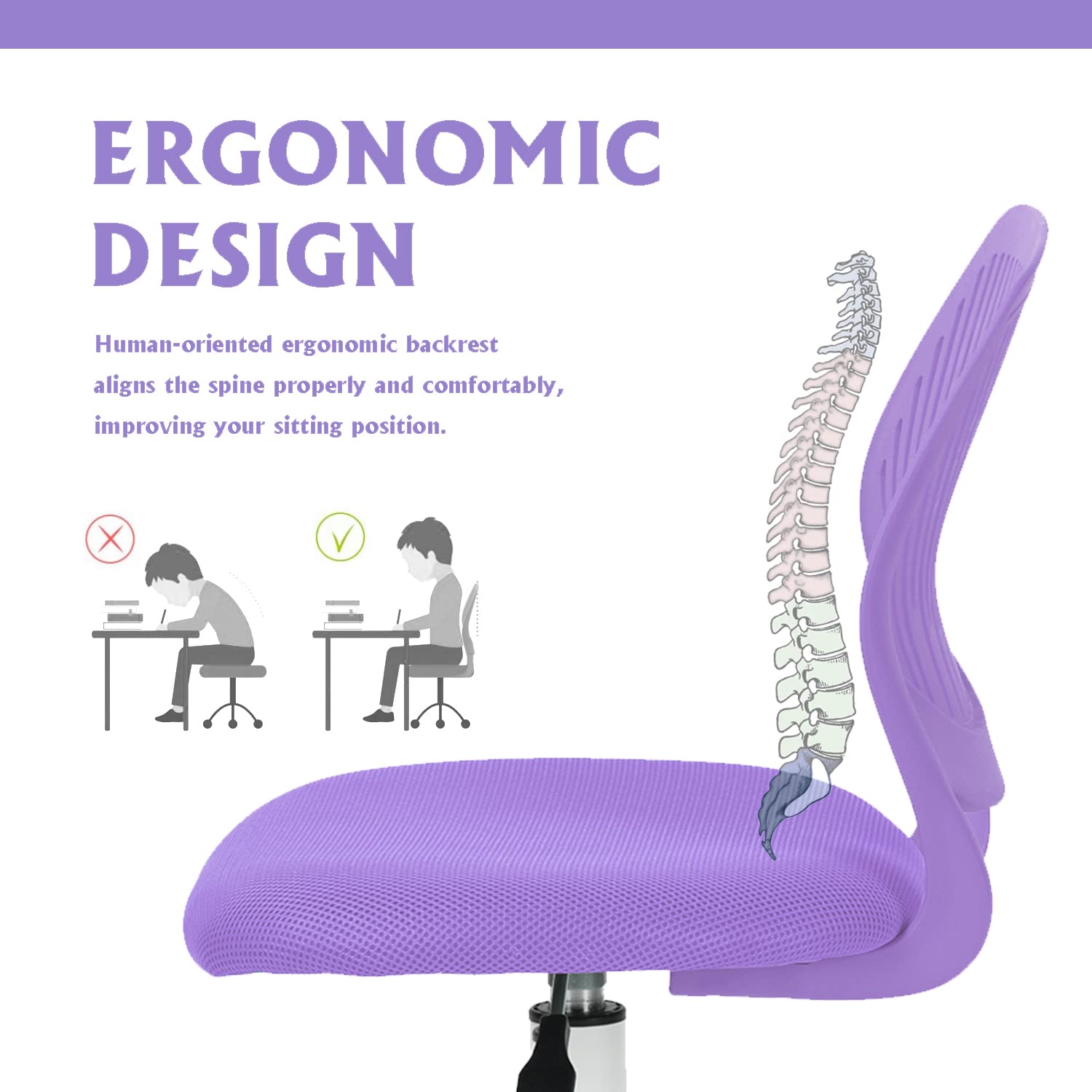 Homy Casa Home Office Chair, Purple