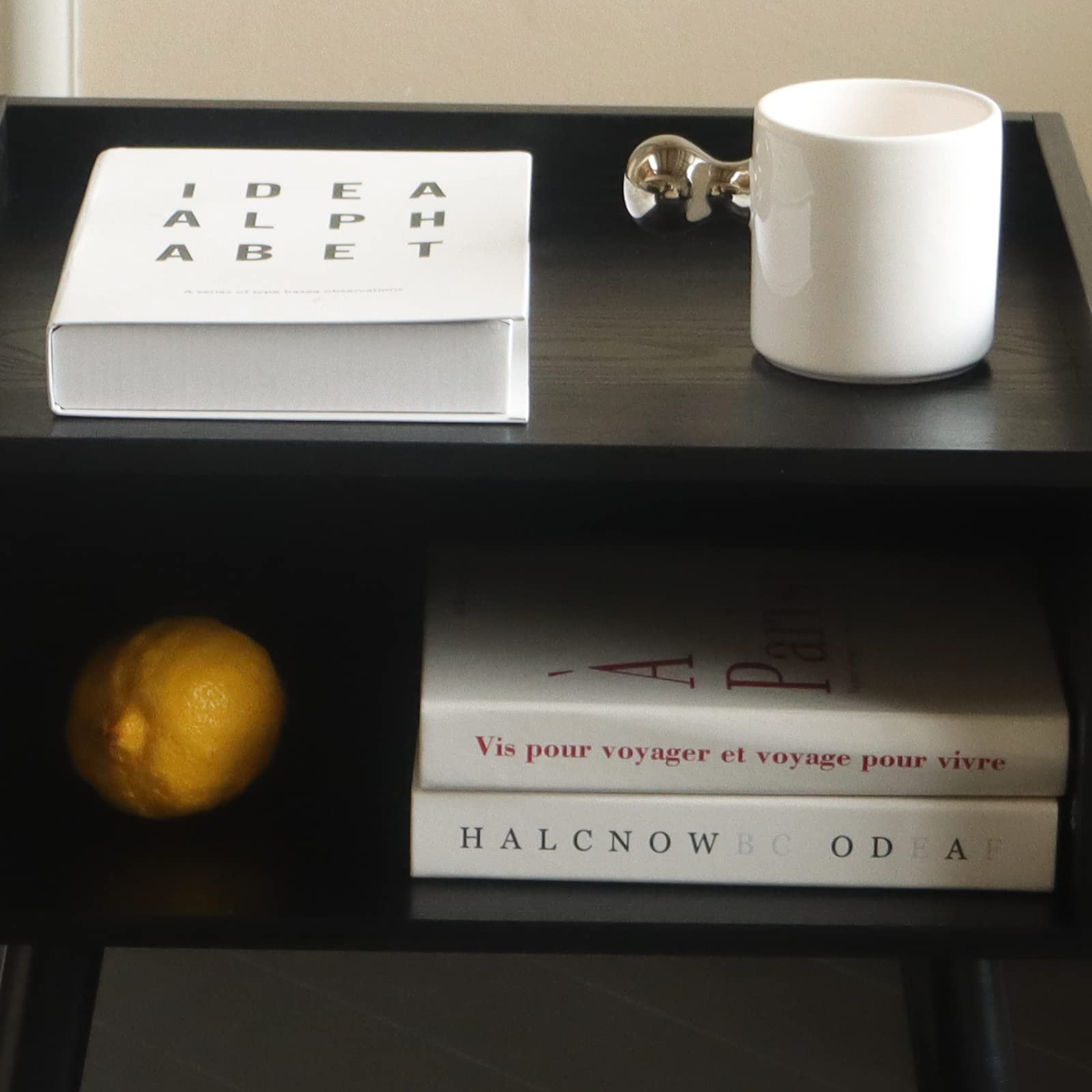 MaxSmeo Nightstand, Mid Century Modern Side Table Bedroom with Storage (Black)