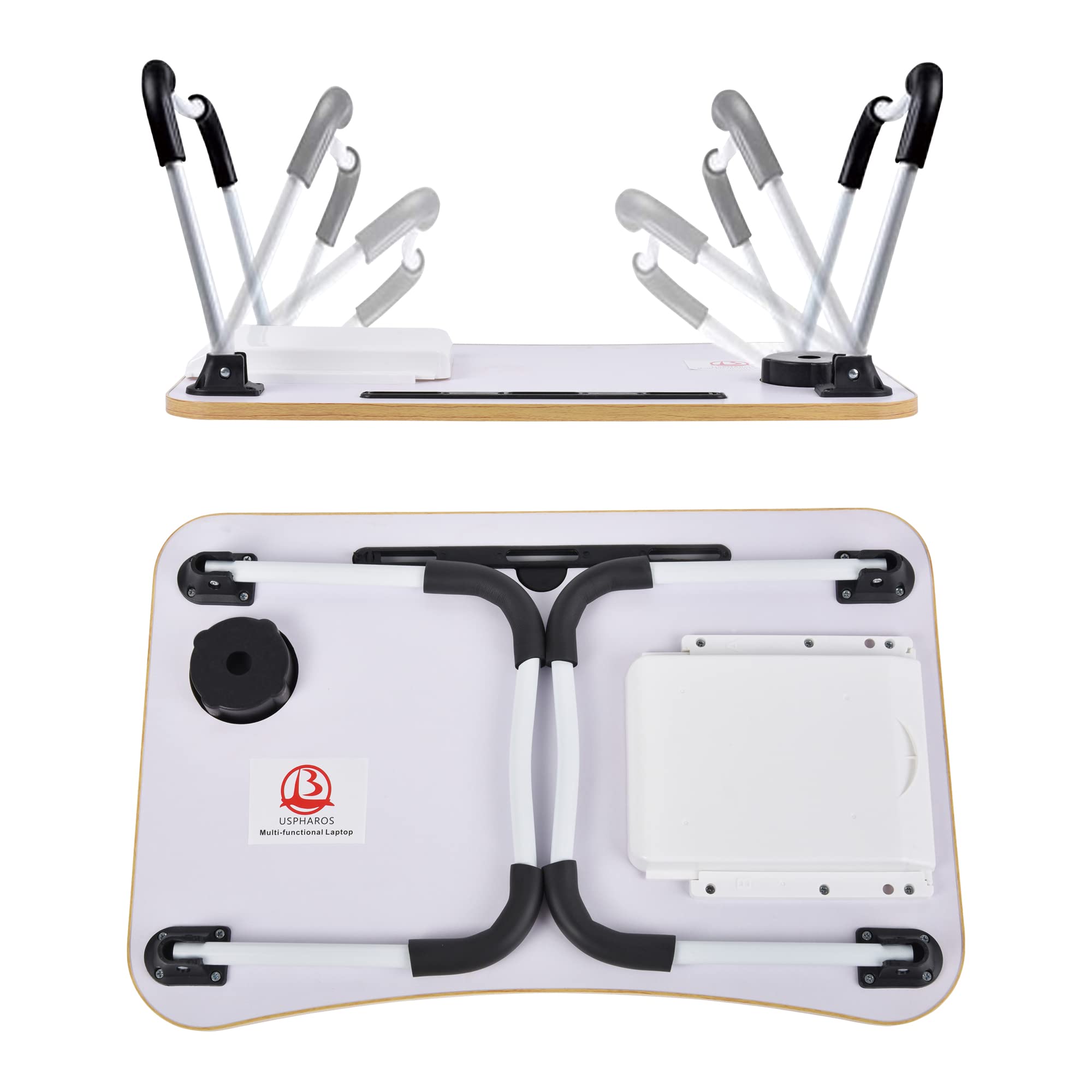 Laptop Bed Desk Table Tray Stand with Cup (Walnut)