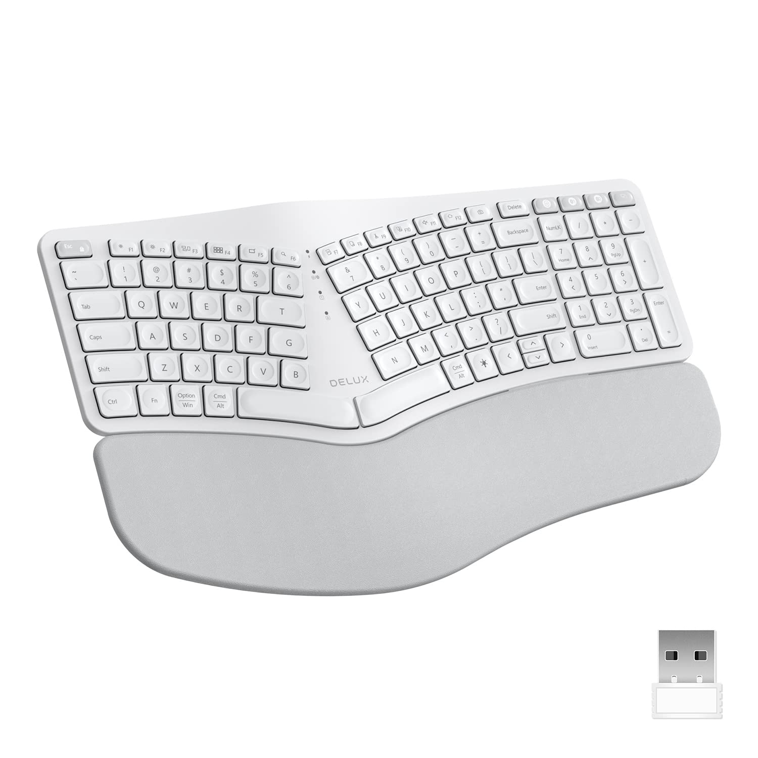 DeLUX Upgraded Ergonomic Wireless Ergo Split Keyboard with Backlit