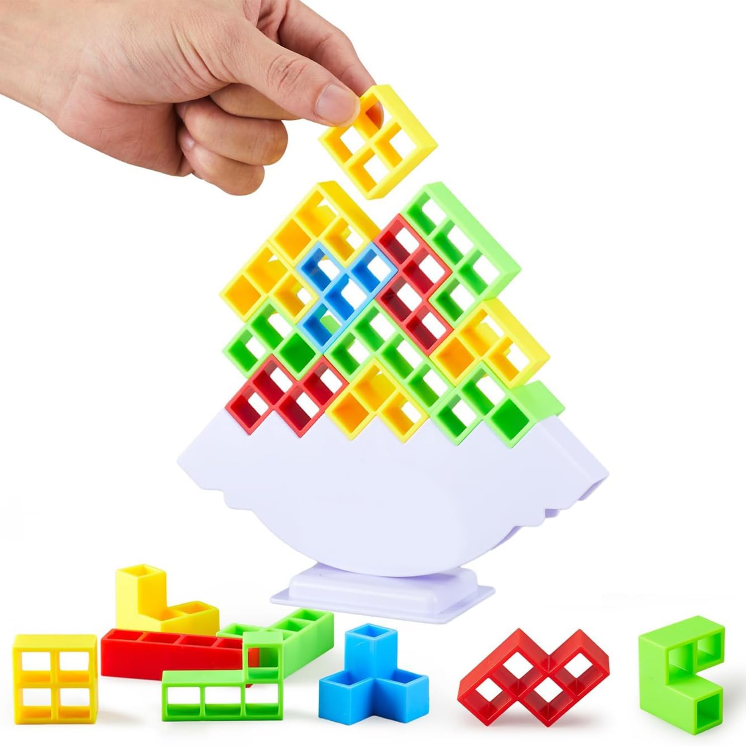 48 Pcs Tetra Tower Balance Stacking Blocks Game, Board Games for 2 Players